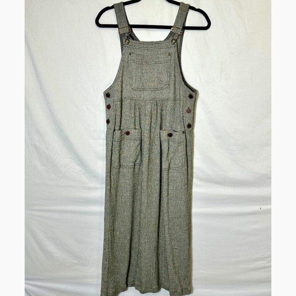 Carole Little Petite Vintage Overall Midi Dress SZ 4P Side Button Front Pockets